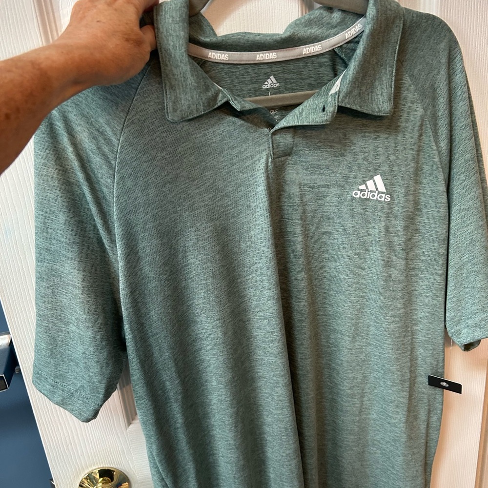 Adidas Men's Heathered Green Polo
